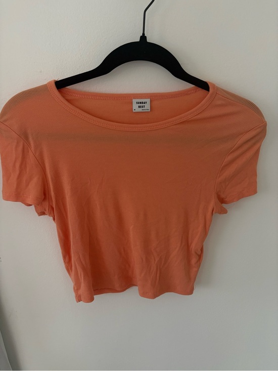 Sunday Best Tops - Sunday Best - Aritizia Coral cropped Short Sleeve Ribbed Tee